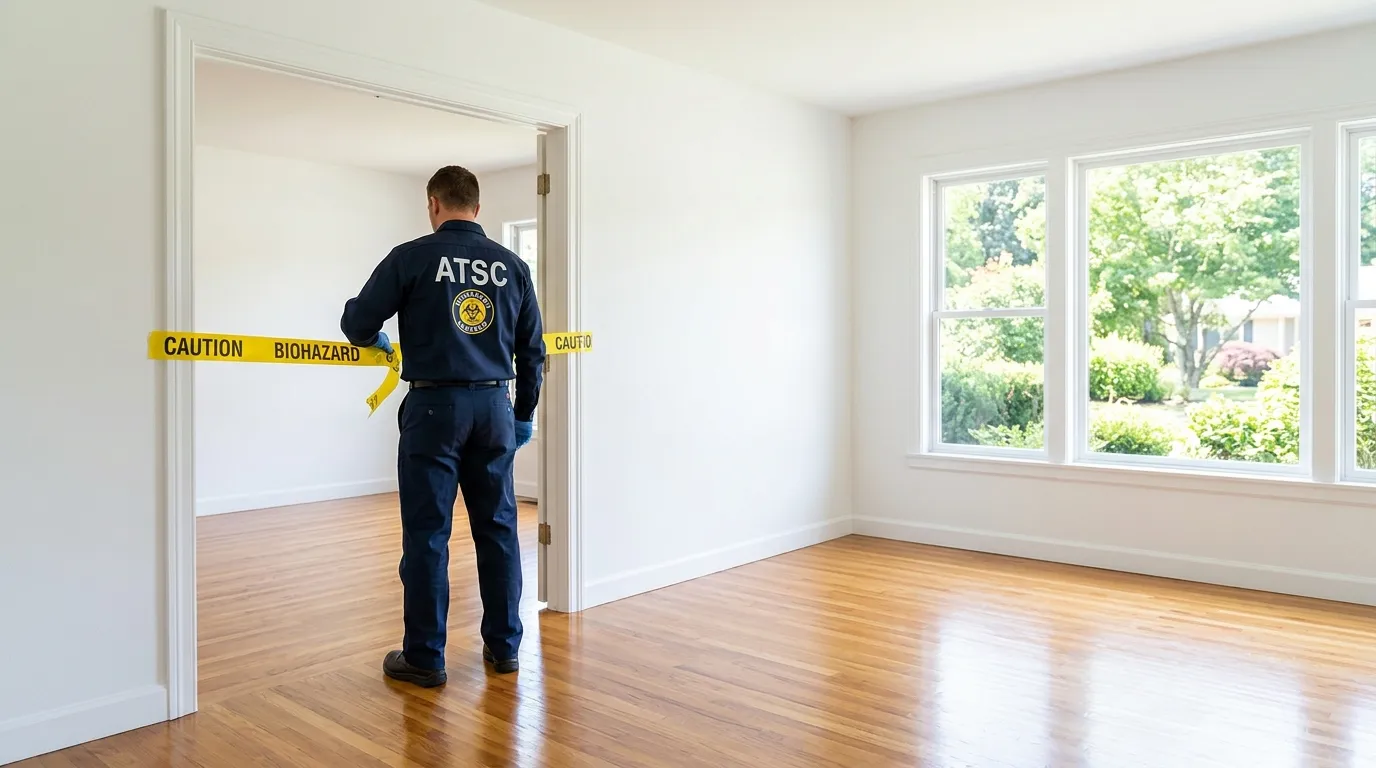 Certified biohazard cleanup crew performing Decomposition Cleanup in West Livingston